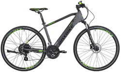 MAXBIKE E-Mana šedý mat-zelená cross 28"